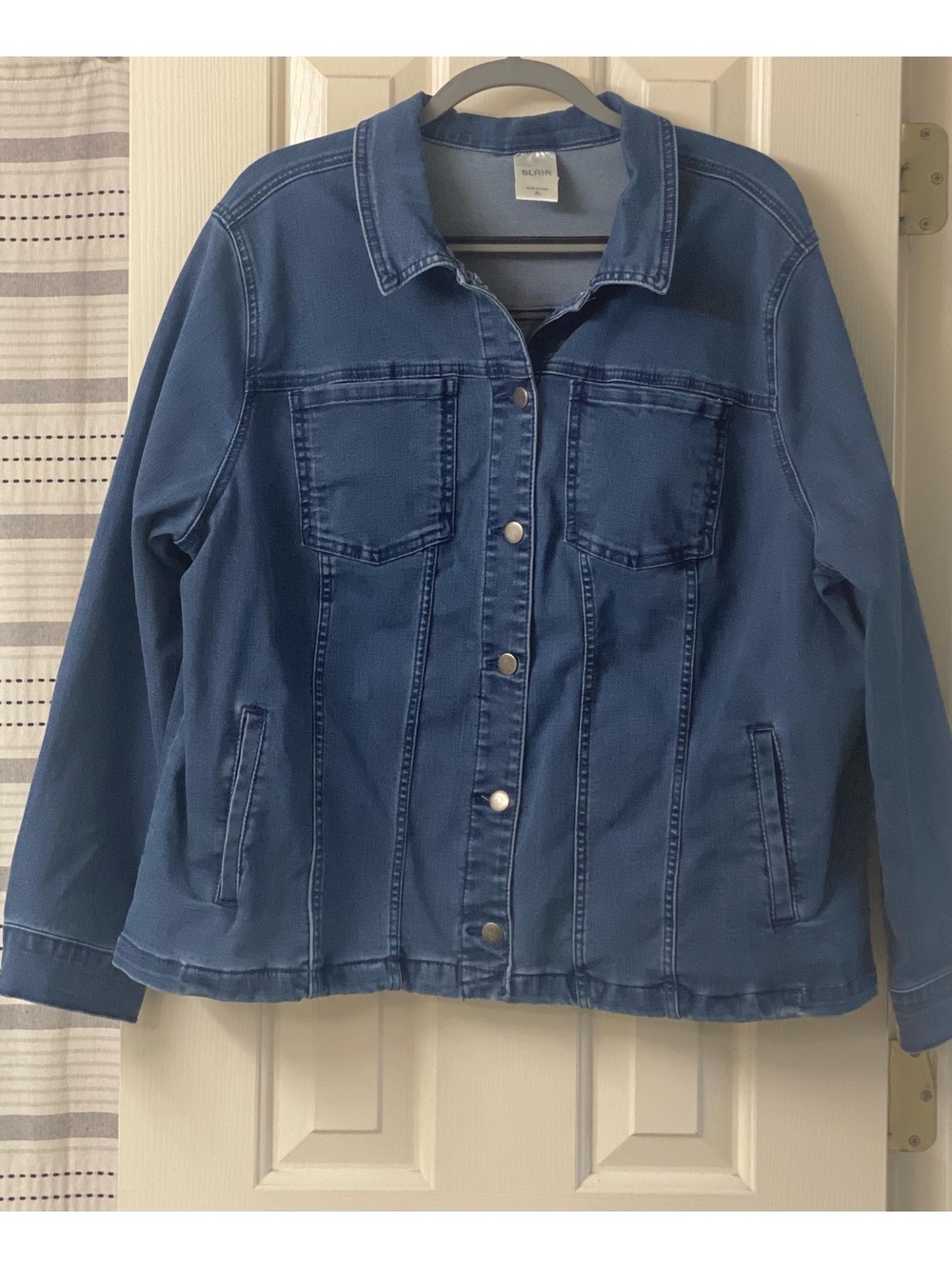 Blair Women’s Blue Denim Jacket - Classic Button Front Size XL